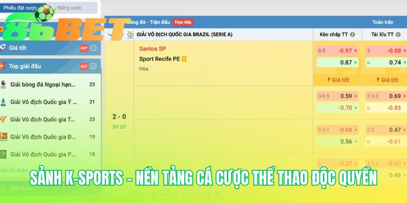 Sảnh K-SPORTS độc quyền với các môn thể thao hàng đầu