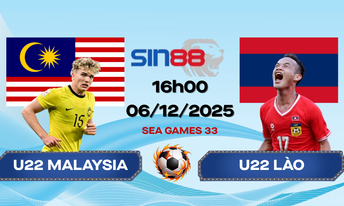Soi kèo bóng đá U22 Malaysia – U22 Lào 16h00 ngày 06/12/2025 – SEA Games 33