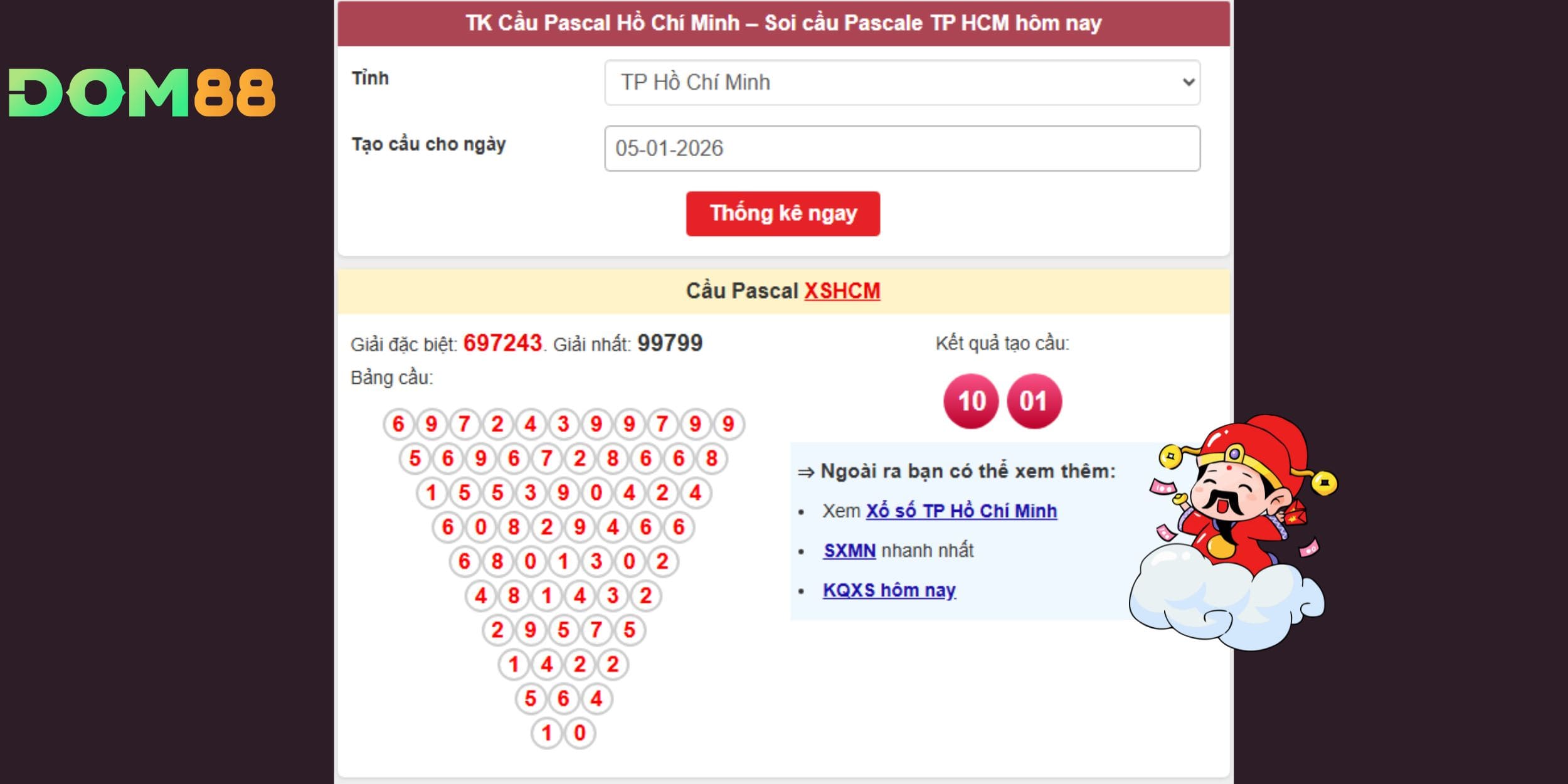 Dự đoán xổ số miền Nam theo phân tích Pascal TP Hồ Chí Minh