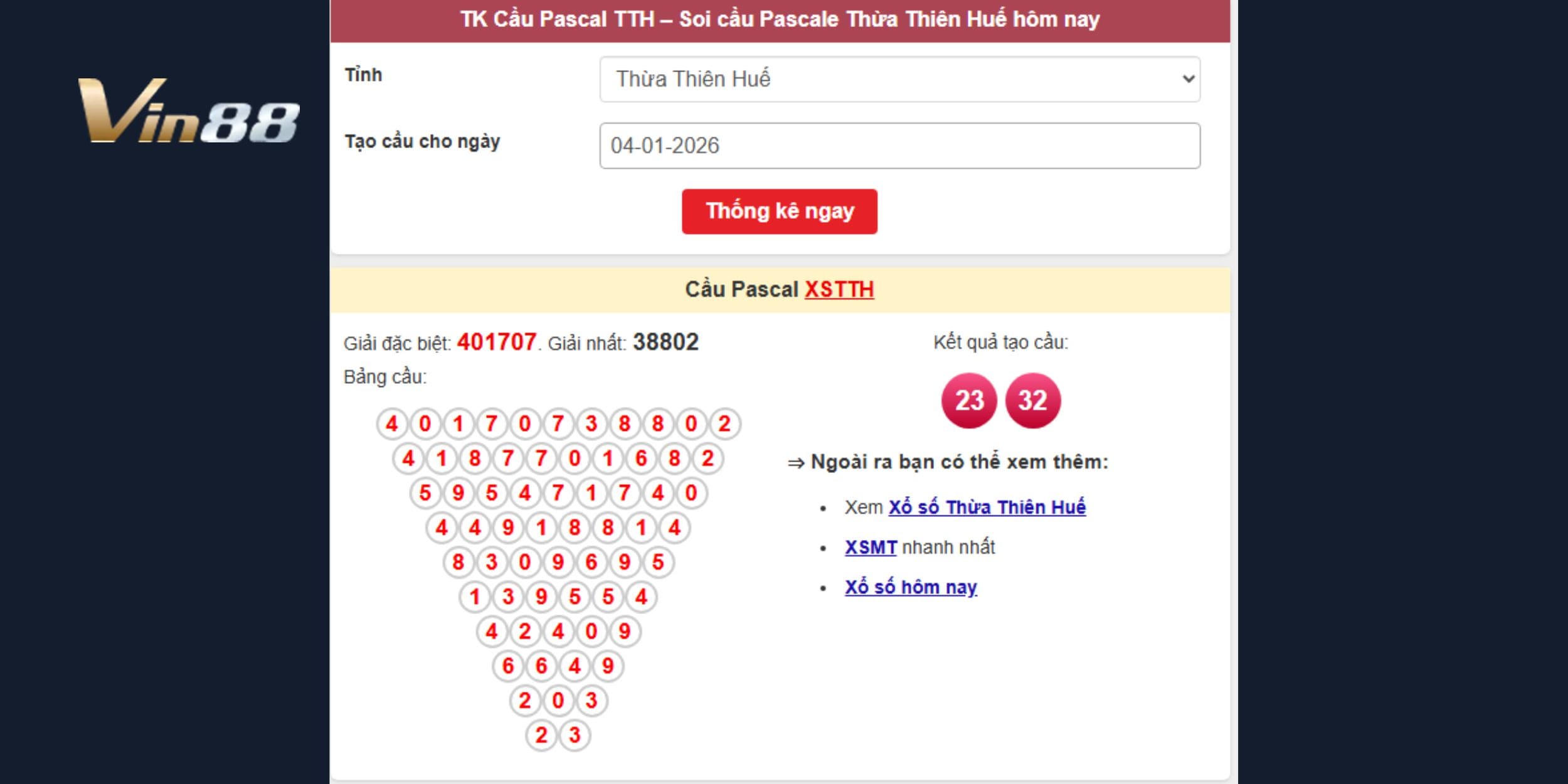 Dự đoán xổ số miền Trung bám cặp 23, 32 từ cầu Pascal