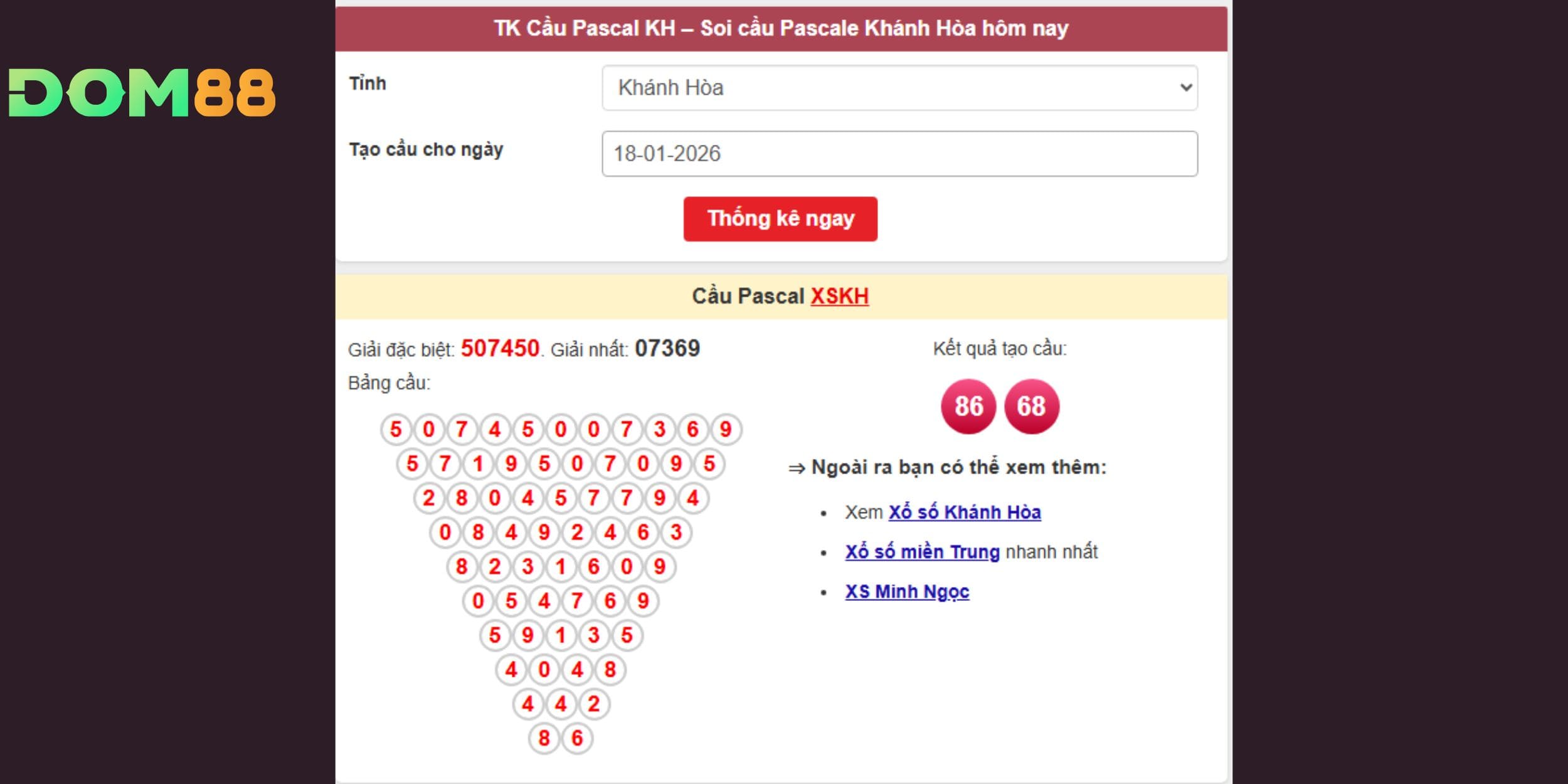 Dự đoán xổ số miền Trung bám sát cầu Pascal Khánh Hòa ngày 18-01-2026