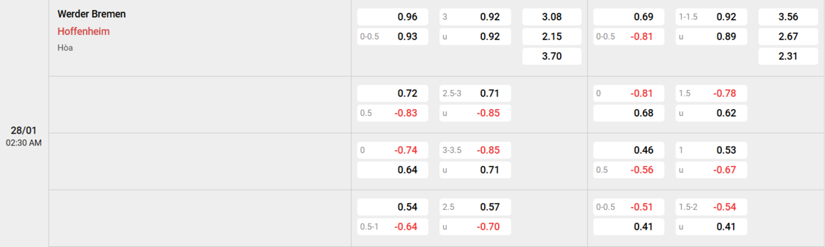 Soi kèo và nhận định Werder Bremen - Hoffenheim 
