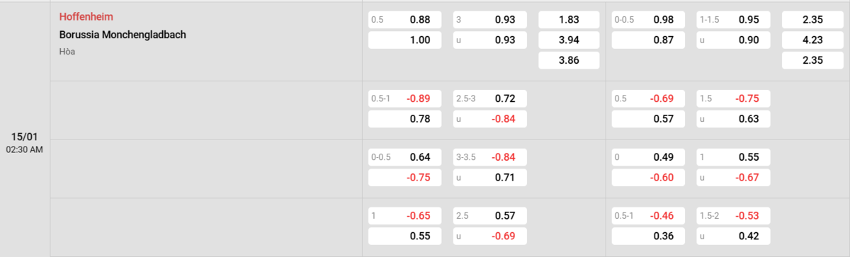 Soi kèo và nhận định Hoffenheim - Monchengladbach