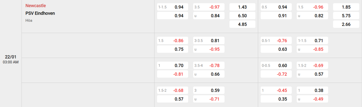 Soi kèo và nhận định Newcastle - PSV 