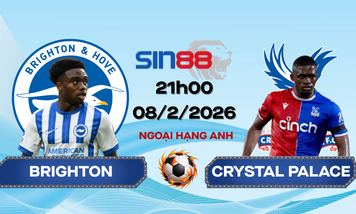 Soi kèo bóng đá Brighton - Crystal Palace 21h00 ngày 08/02/2026 - Ngoại hạng Anh