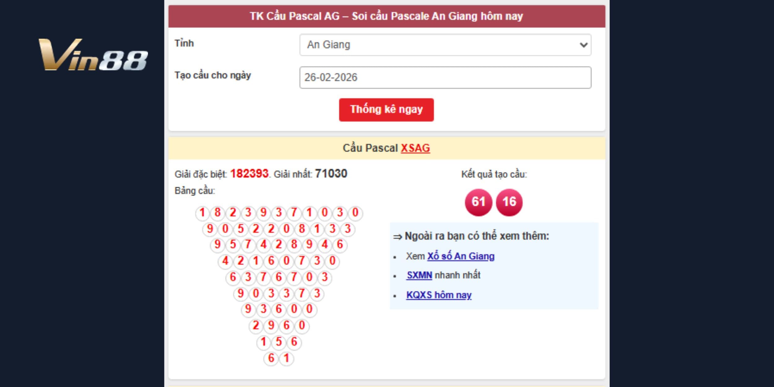 Cầu Pascal hỗ trợ dự đoán xổ số miền Nam An Giang
