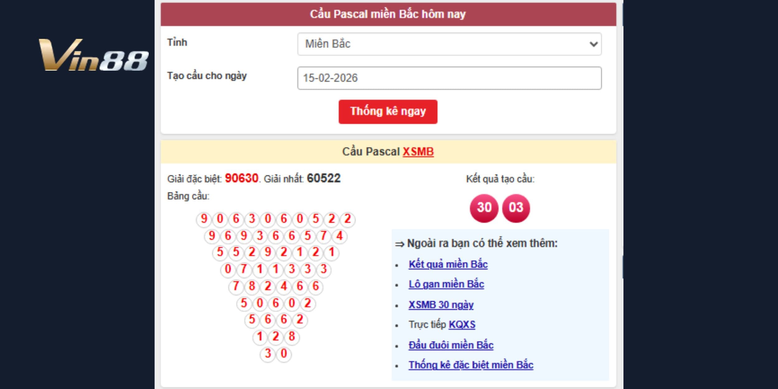 Dự đoán xổ số miền Bắc theo cầu Pascal chuẩn xác