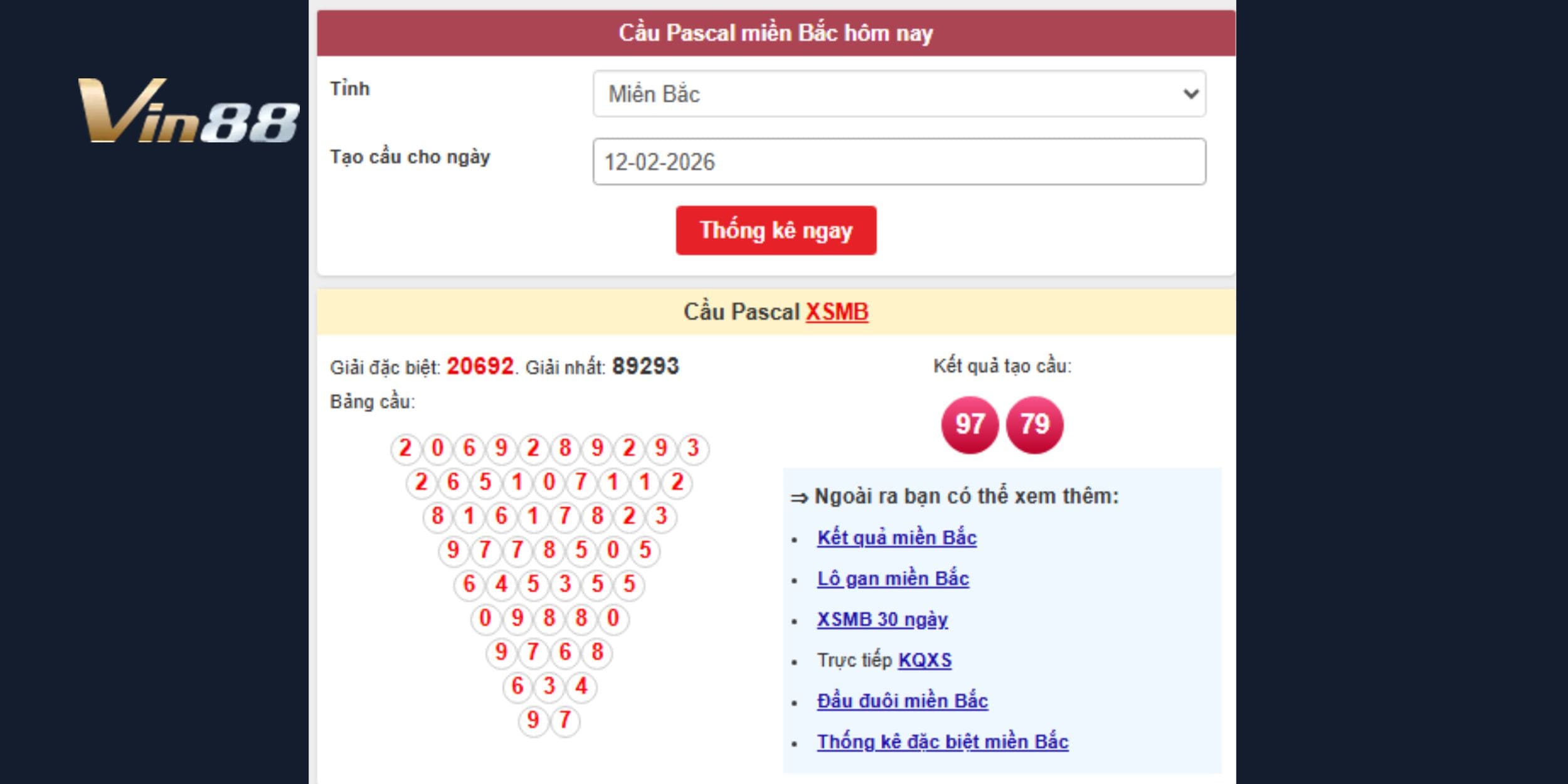 Dự đoán xổ số miền Bắc theo cầu Pascal