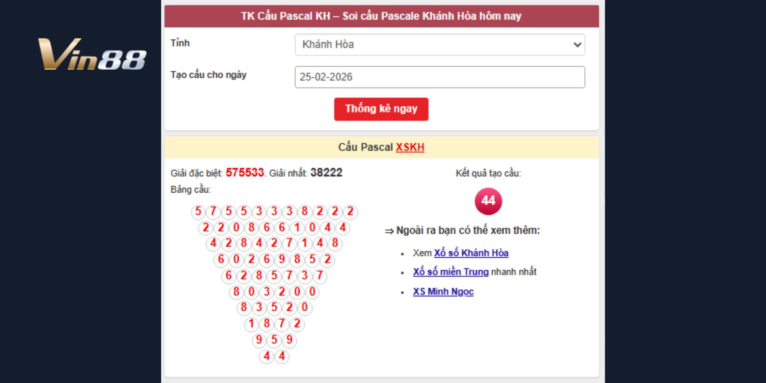 Pascal hội tụ tâm 44 cho dự đoán xổ số miền Trung