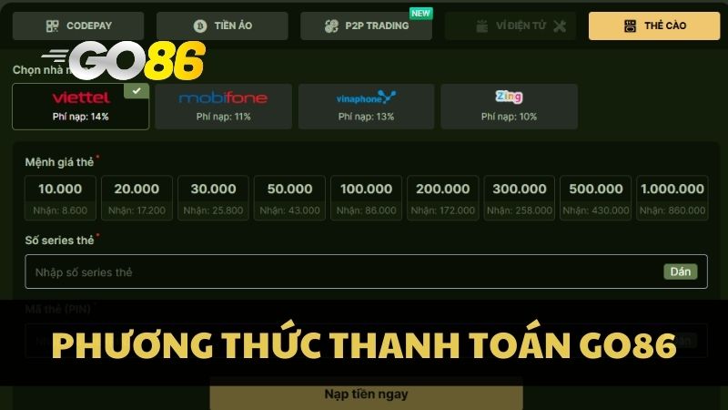 Phương Thức Thanh Toán GO86: Hiện Đại Và An Toàn 100%