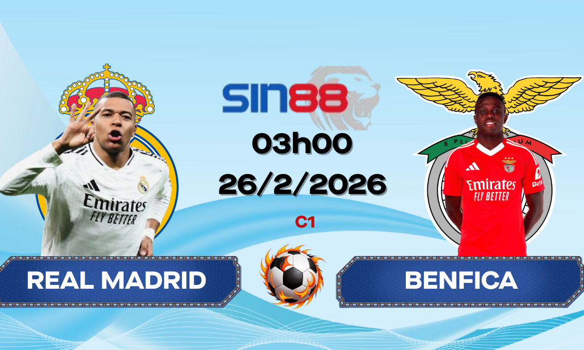 Soi kèo bóng đá Real Madrid - Benfica 03h00 ngày 26/02/2026 - Champions League