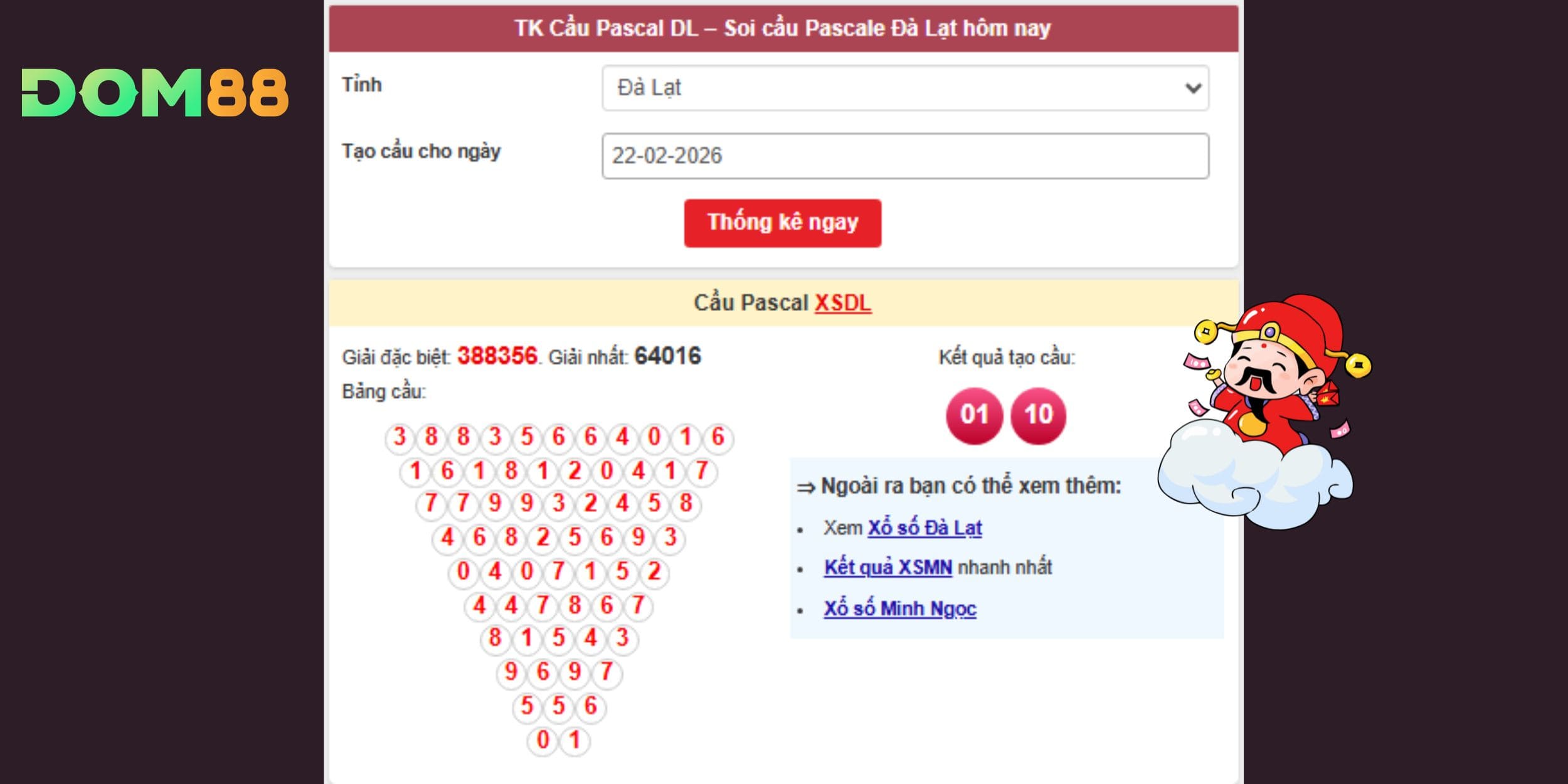 Trục 01–10 nổi bật trong dự đoán xổ số miền Nam đài Đà Lạt 