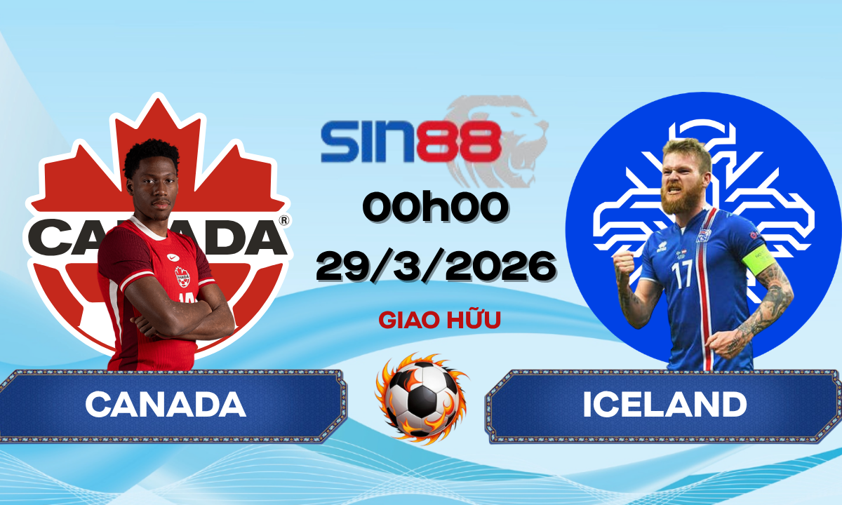 Soi kèo bóng đá Canada – Iceland 00h00 ngày 29/03/2026 – Giao hữu