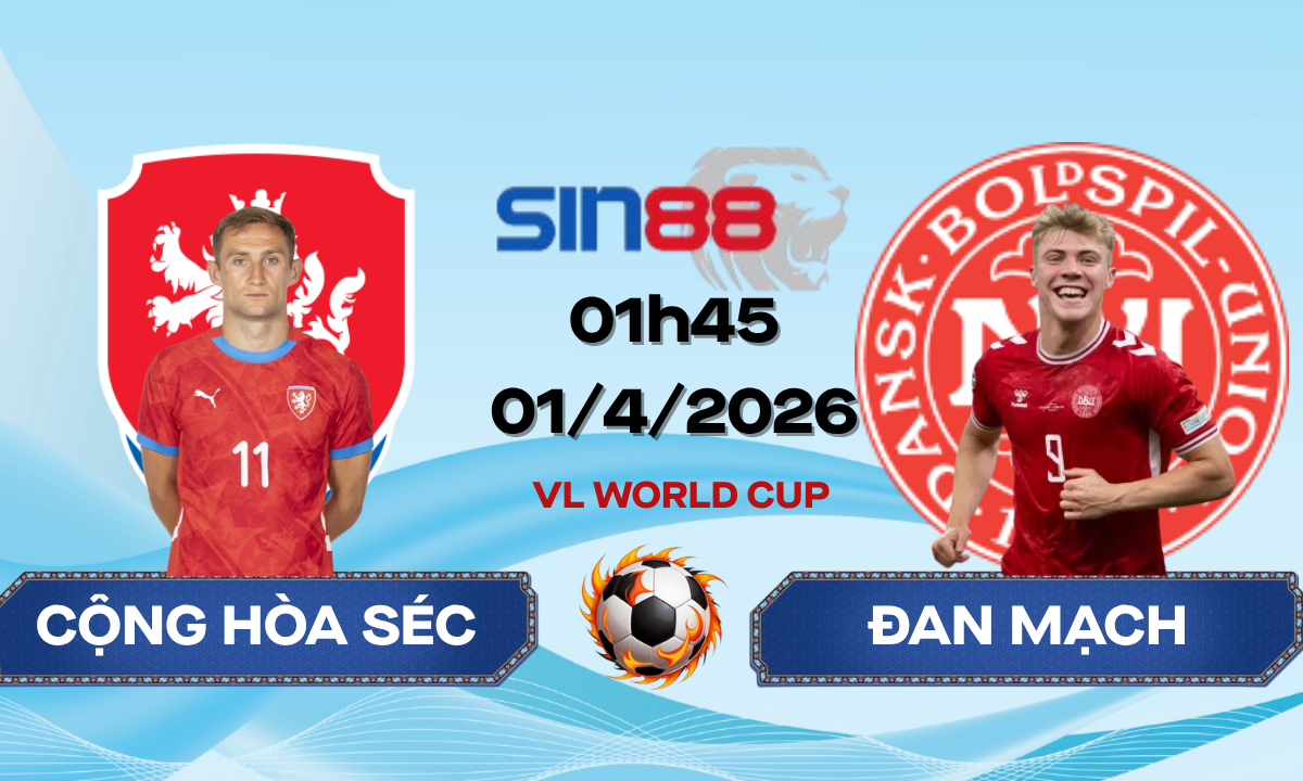 Soi kèo bóng đá Cộng hòa Séc – Đan Mạch 01h45 ngày 01/04/2026 – Vòng loại World Cup