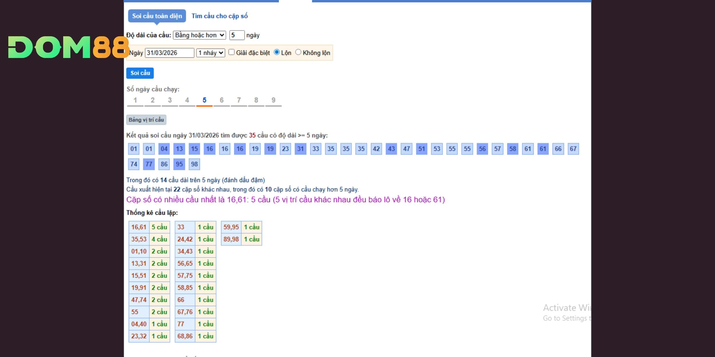 Dự đoán xổ số miền Bắc dựa trên cầu Bạch Kim