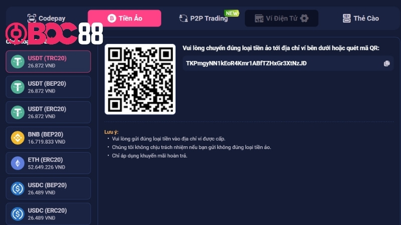 Cách nạp tiền ảo