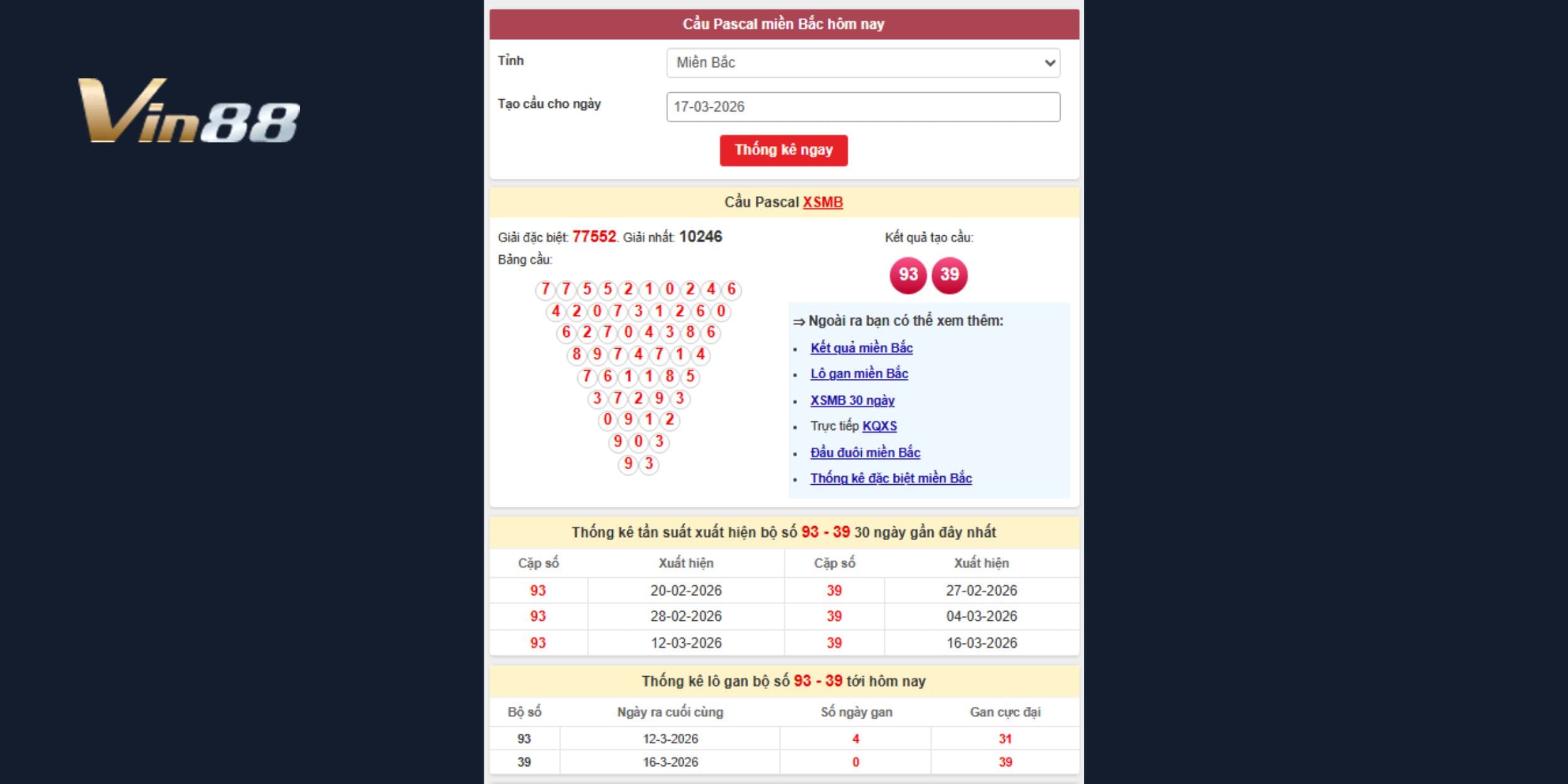 Soi cầu Pascal để dự đoán xổ số miền Bắc ngày 17-03-2026