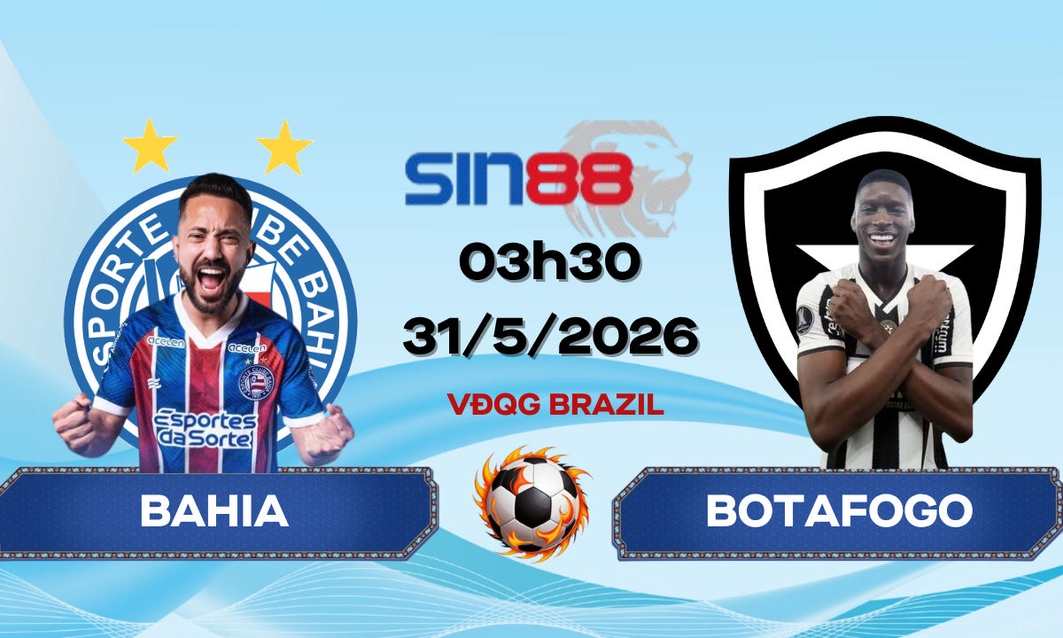 Soi kèo bóng đá Bahia - Botafogo RJ 03h30 ngày 31/05/2026 - VĐQG Brazil