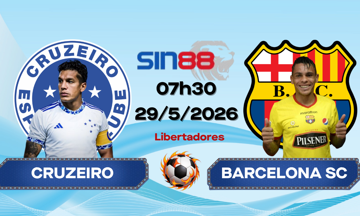 Soi kèo bóng đá Cruzeiro - Barcelona 07h30 ngày 29/05/2026 - Copa Libertadores