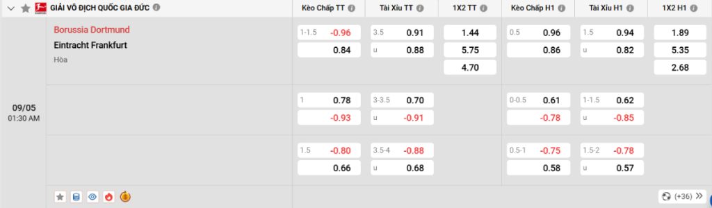 Soi kèo bóng đá Dortmund vs Frankfurt