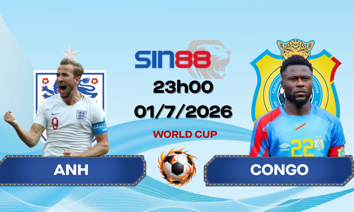 Soi kèo bóng đá Anh - Congo 23h00 ngày 01/07/2026 - World Cup