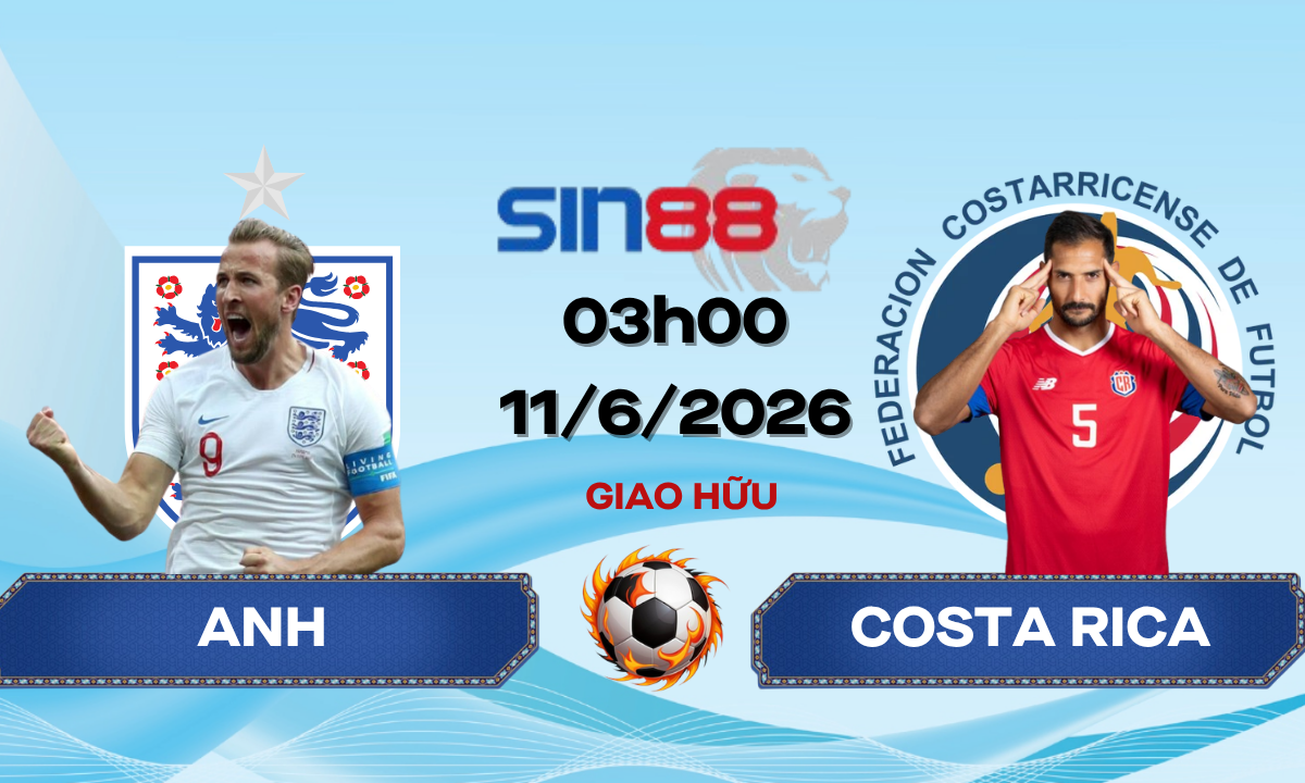 Soi kèo bóng đá Anh – Costa Rica 03h00 ngày 11/06/2026 – Giao hữu