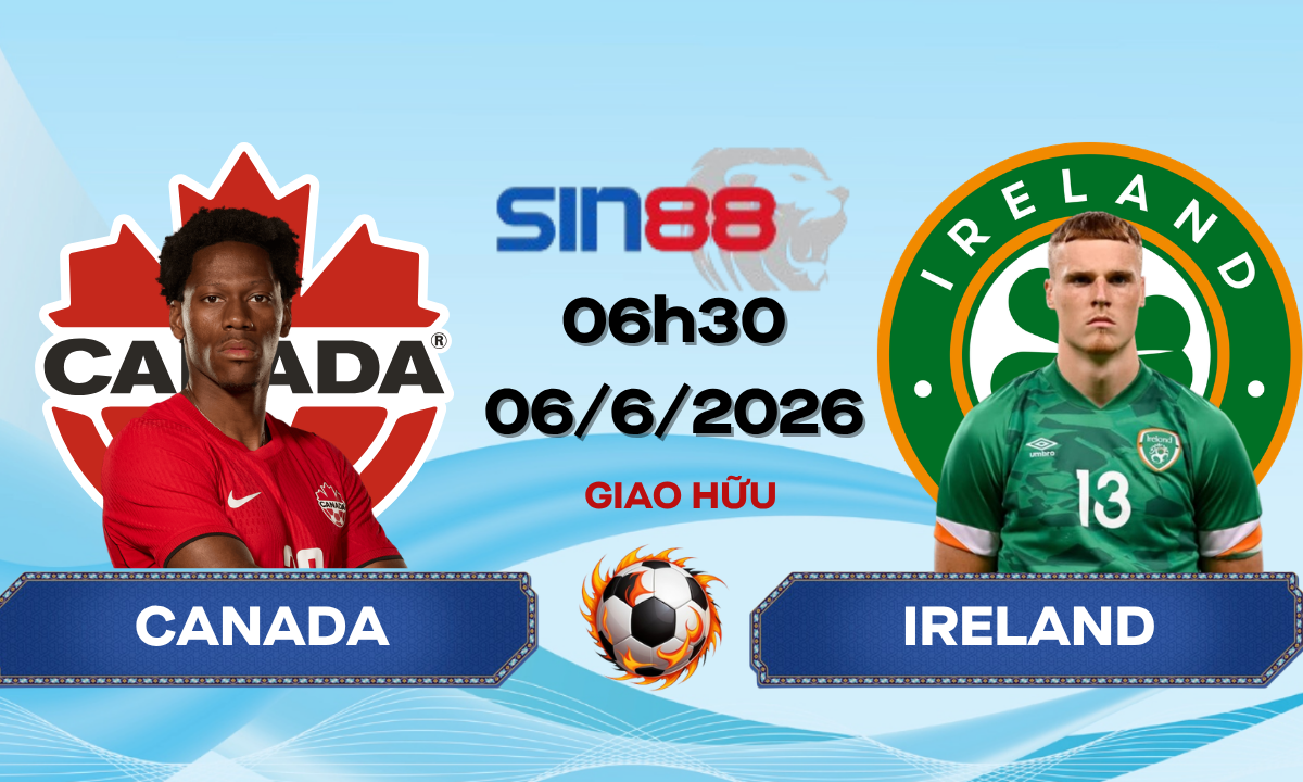 Soi kèo bóng đá Canada – Ireland 06h30 ngày 06/06/2026 – Giao hữu