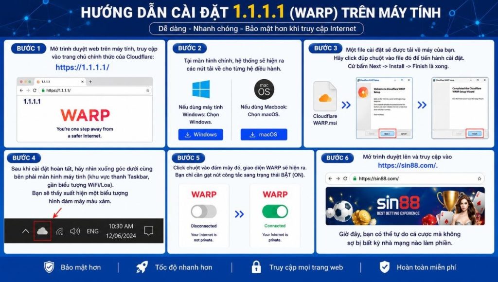 Các bước tải phần mềm 1.1.1.1 Cloudflare về máy tính