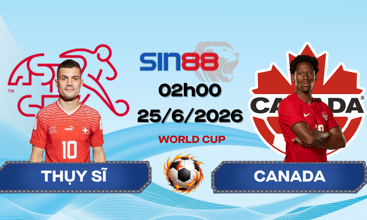 Soi kèo bóng đá Thụy Sĩ - Canada 02h00 ngày 25/06/2026 - World Cup