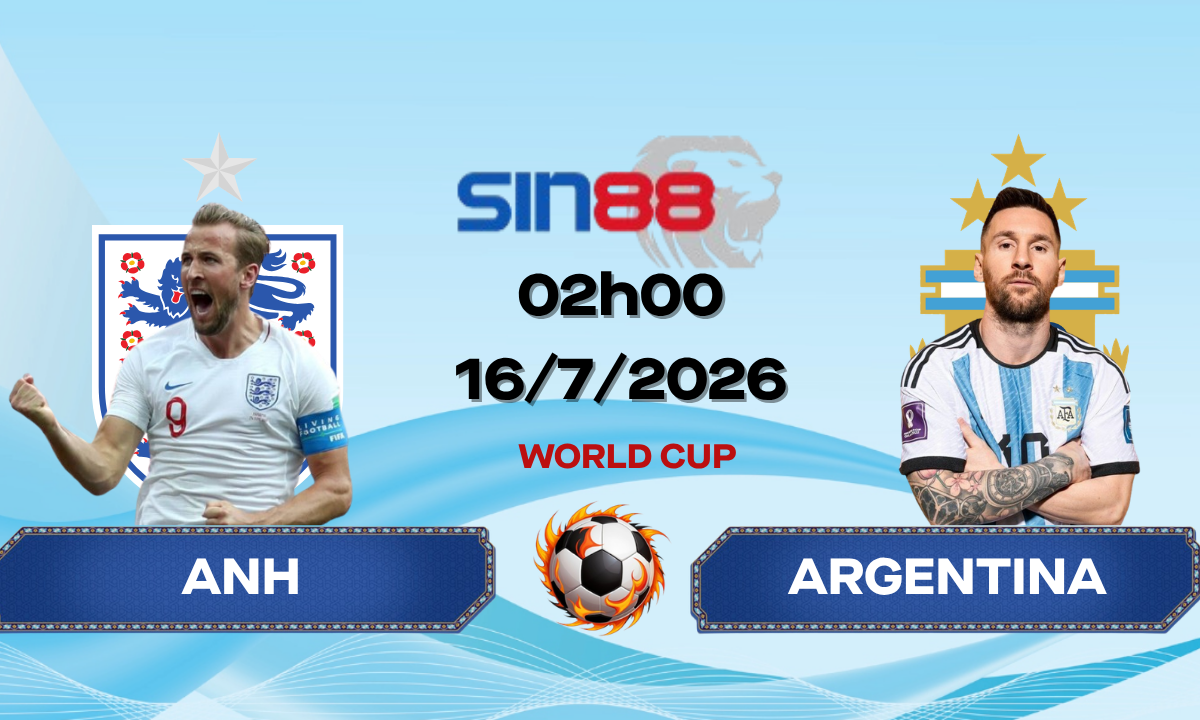 Soi kèo bóng đá Anh - Argentina 02h00 ngày 16/07/2026 - World Cup