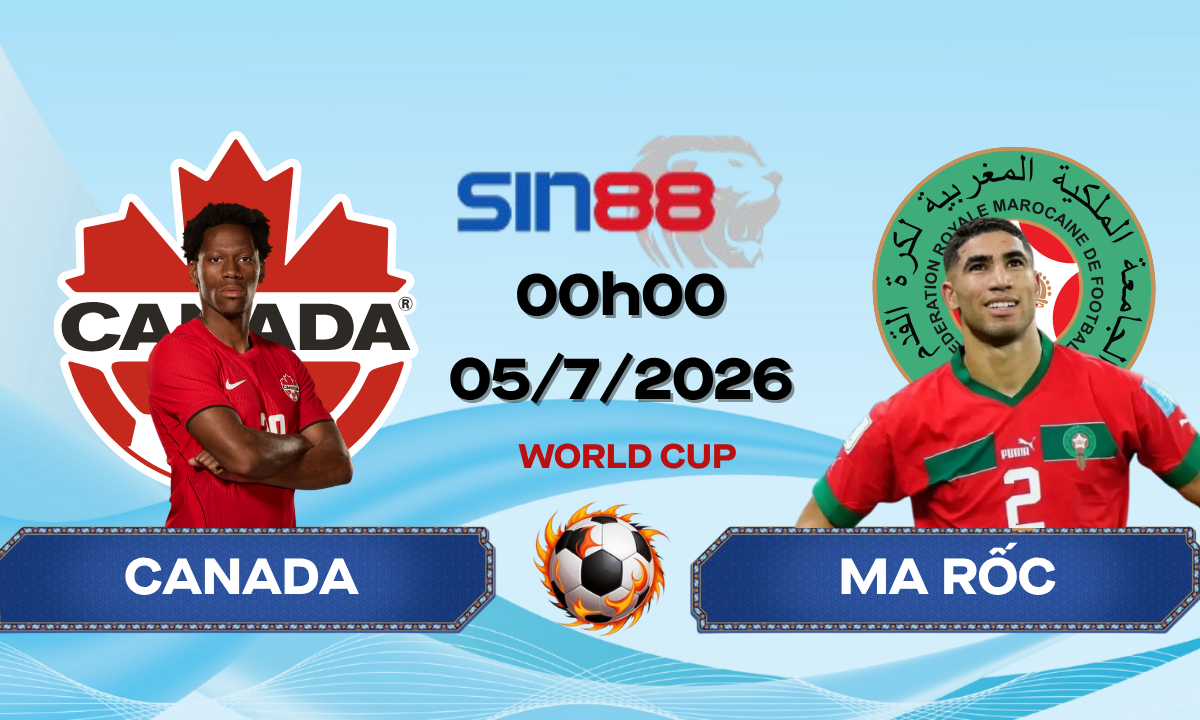 Soi kèo bóng đá Canada - Ma Rốc 00h00 ngày 05/07/2026 - World Cup