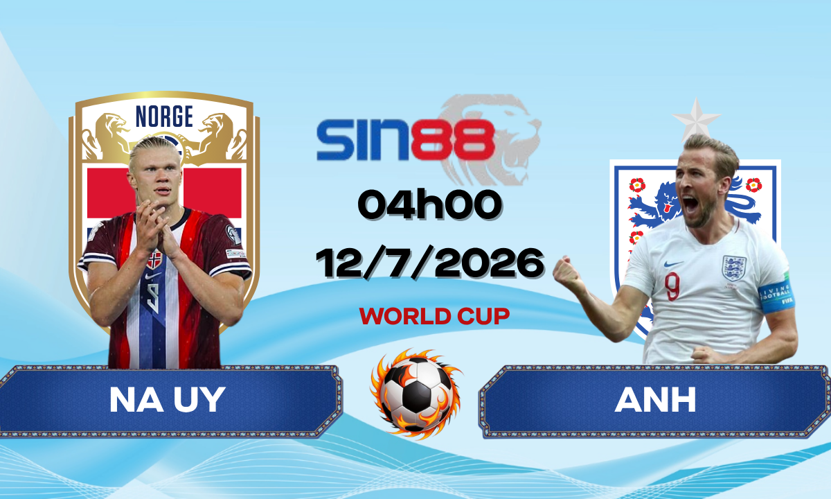 Soi kèo bóng đá Na Uy - Anh 04h00 ngày 12/07/2026 - World Cup