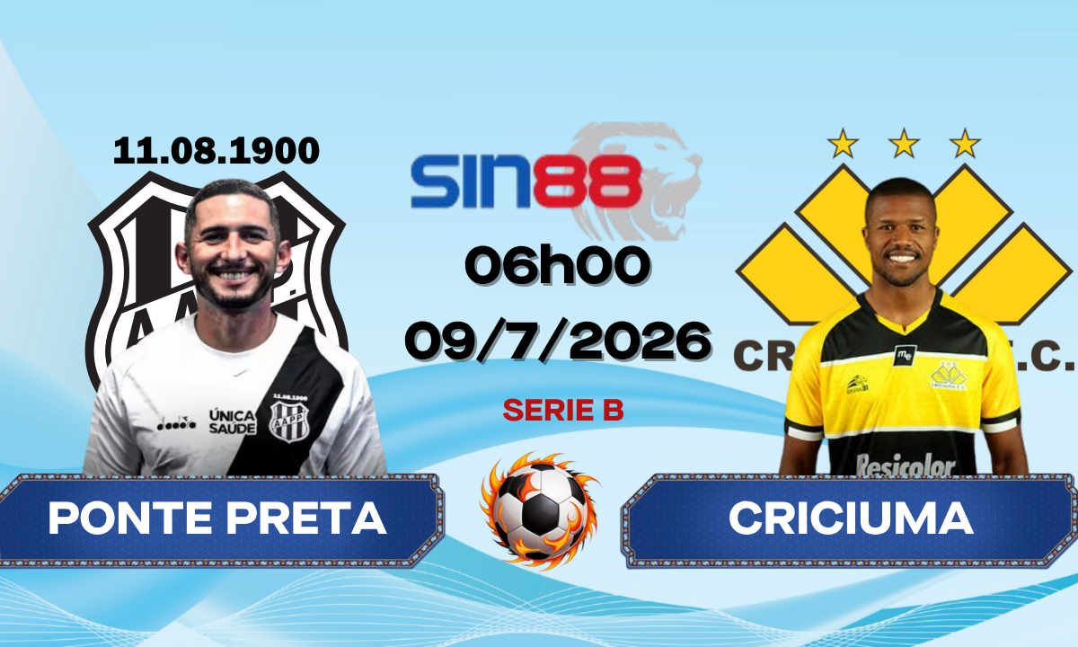 Soi kèo bóng đá Ponte Preta - Criciuma 06h00 ngày 09/07/2026 - Serie B