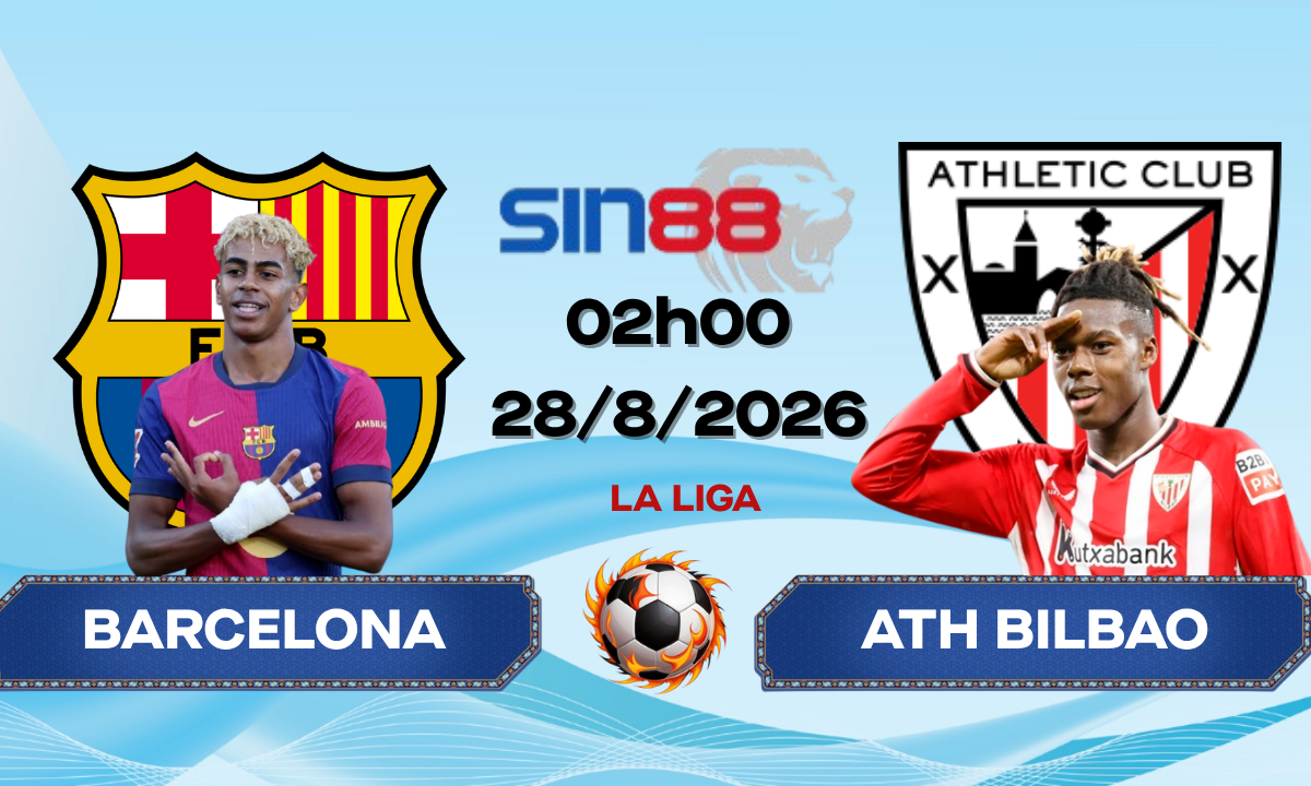 Soi kèo bóng đá Barcelona - Ath Bilbao 02h00 ngày 28/08/2026 - La Liga