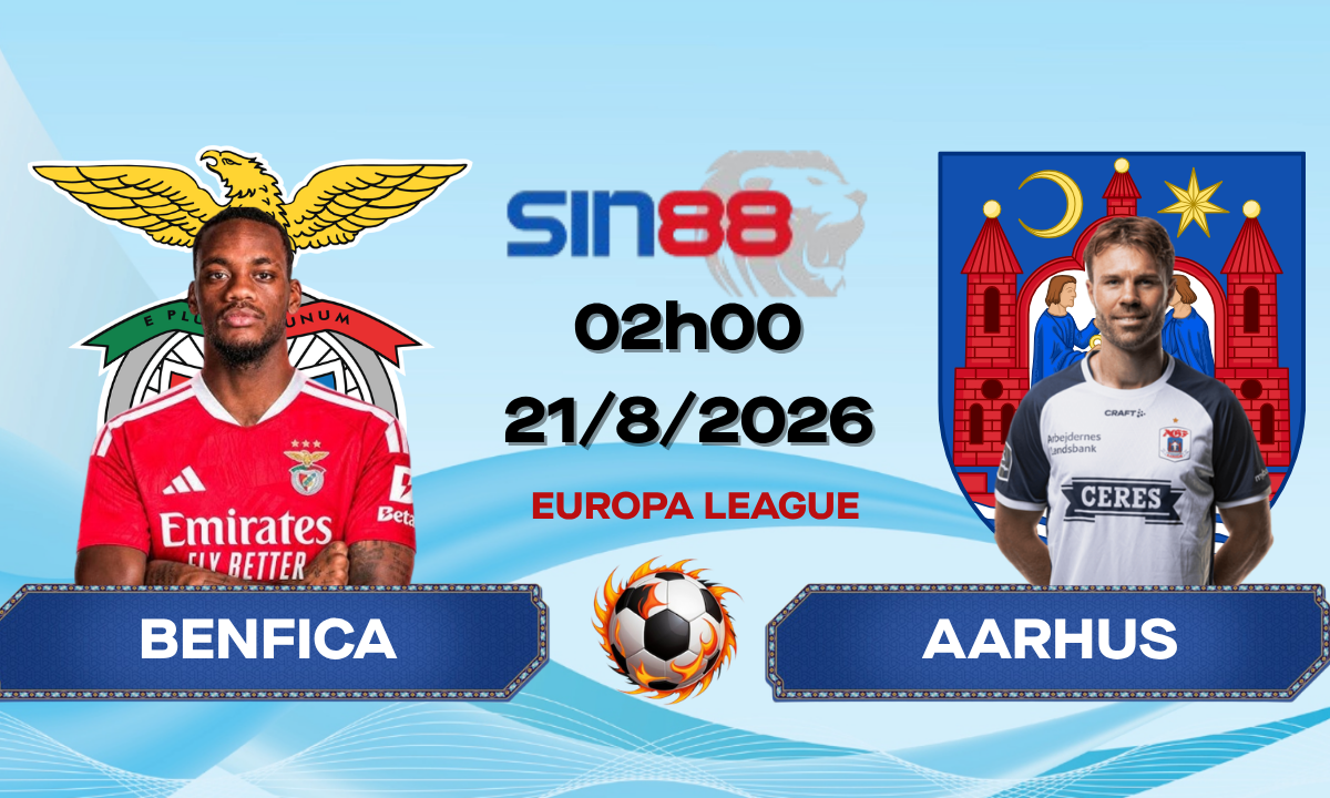 Soi kèo bóng đá Benfica - Aarhus 02h00 ngày 21/08/2026 - Europa League
