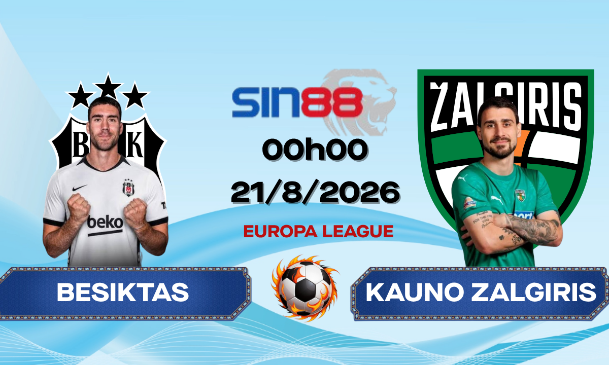 Soi kèo bóng đá Besiktas - Kauno Zalgiris 00h00 ngày 21/08/2026 - Europa League