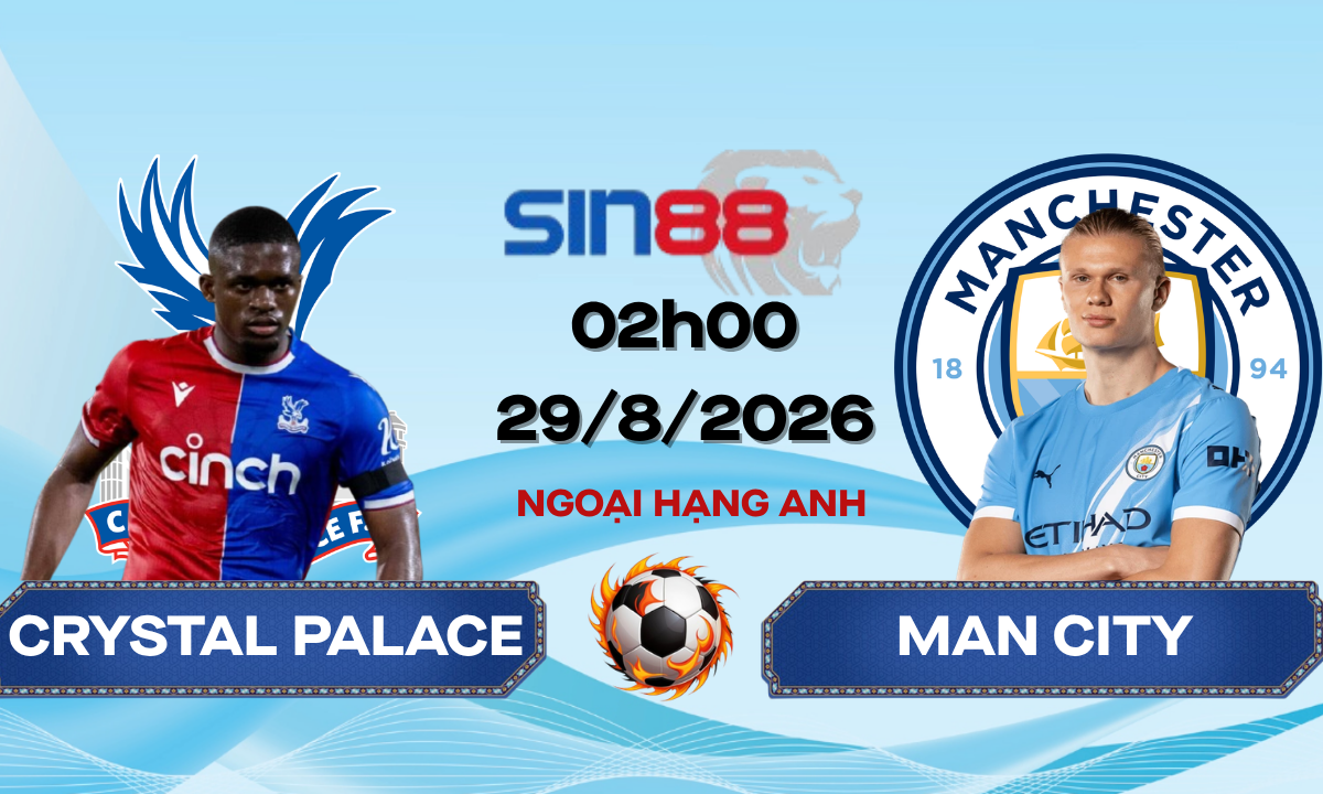 Soi kèo bóng đá Crystal Palace - Manchester City 02h00 ngày 29/08/2026 - Ngoại hạng Anh