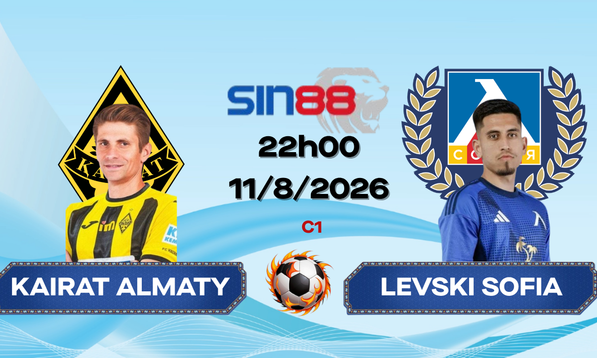 Soi kèo bóng đá Kairat Almaty – Levski Sofia 22h00 ngày 11/08/2026 – Champions League