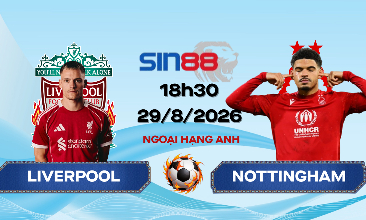 Soi kèo bóng đá Liverpool - Nottingham 18h30 ngày 29/08/2026 - Ngoại hạng Anh