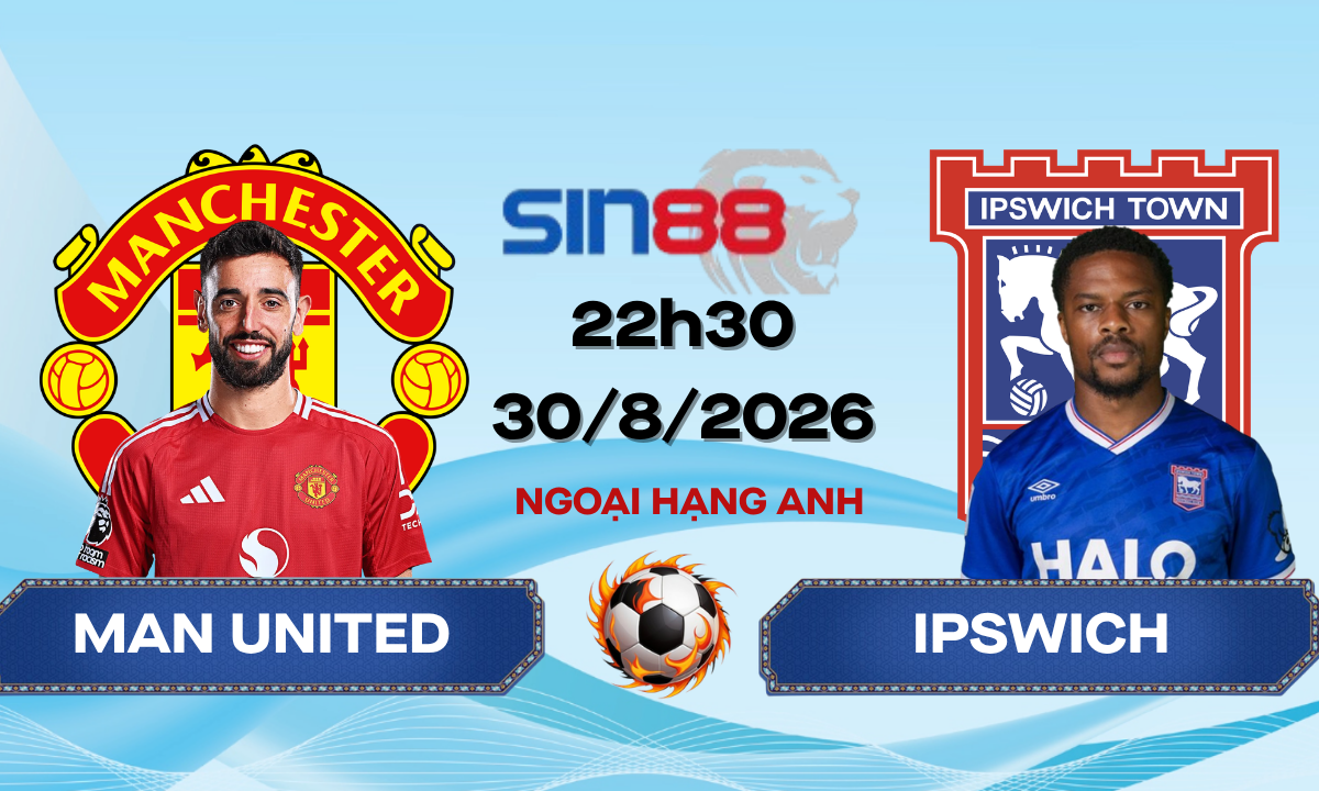 Soi kèo bóng đá Manchester United - Ipswich 22h30 ngày 30/08/2026 - Ngoại hạng Anh