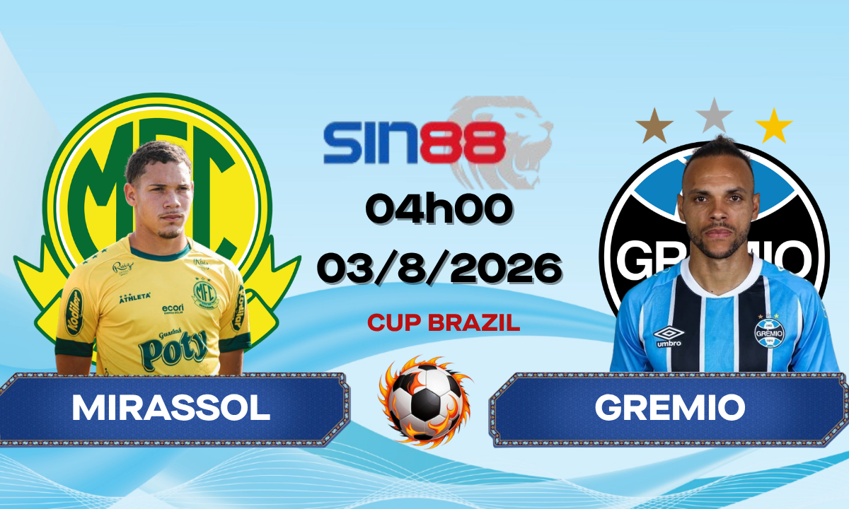 Soi kèo bóng đá Mirassol – Gremio 04h00 ngày 03/08/2026 – Cúp Quốc gia Brazil