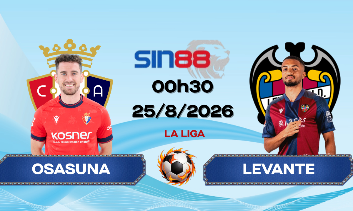 Soi kèo bóng đá Osasuna - Levante 00h30 ngày 25/08/2026 - La Liga