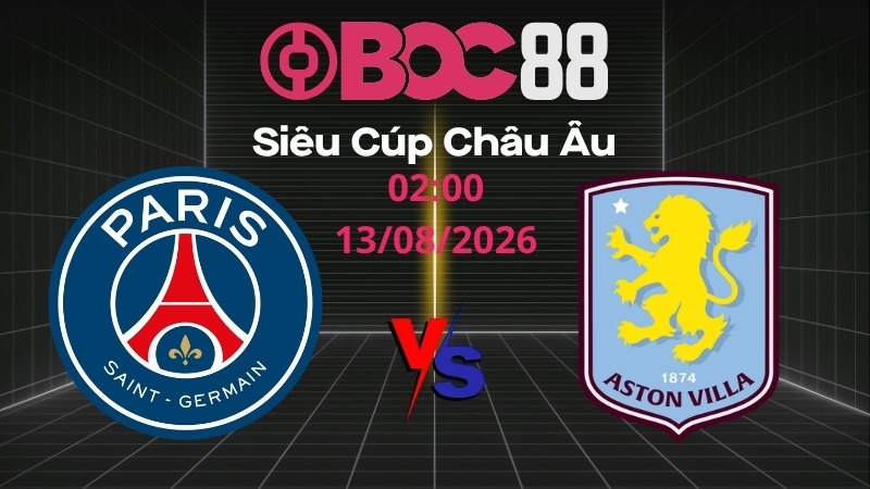 Soi Kèo PSG vs Aston Villa | 02:00 13/08/2026 – Siêu Cúp Châu Âu