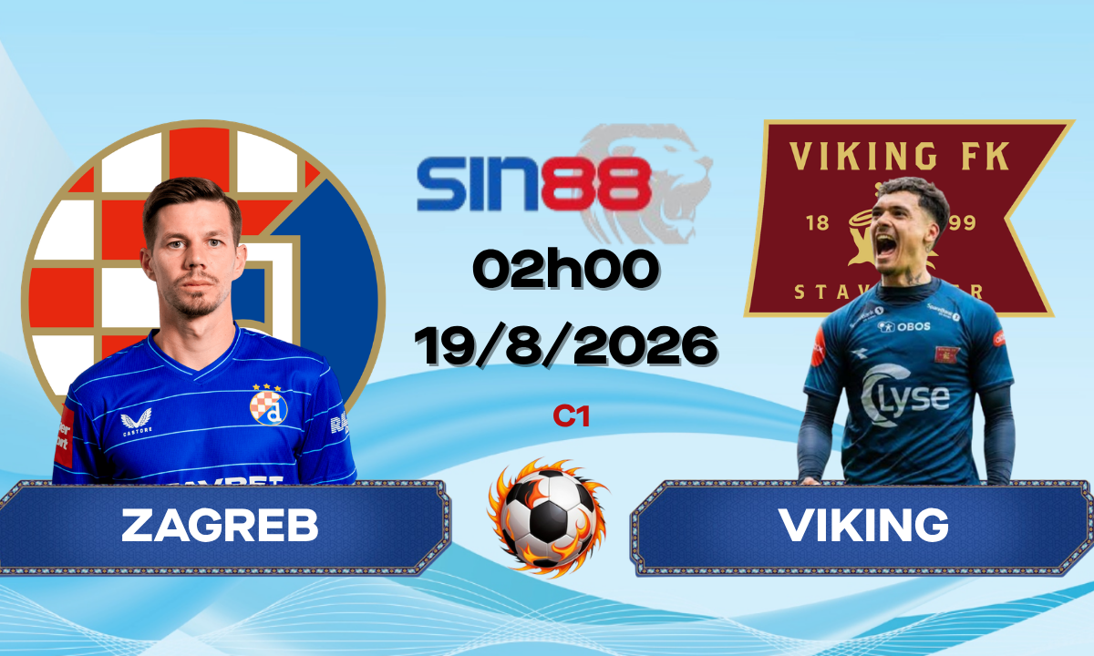 Soi kèo bóng đá Din. Zagreb - Viking 02h00 ngày 19/08/2026 - Champions League