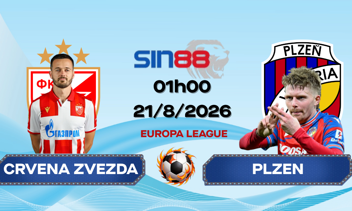 Soi kèo bóng đá Crvena zvezda - Plzen 01h00 ngày 21/08/2026 - Europa League