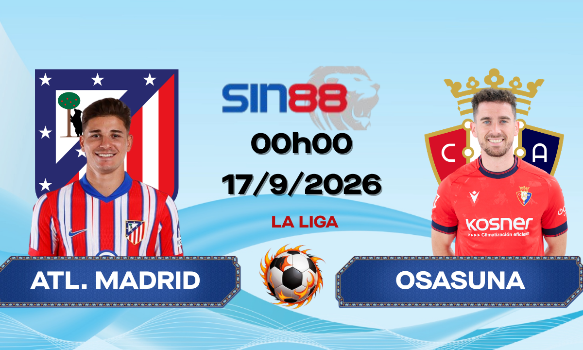 Soi kèo bóng đá Atl. Madrid - Osasuna 00h00 ngày 17/09/2026 - La Liga