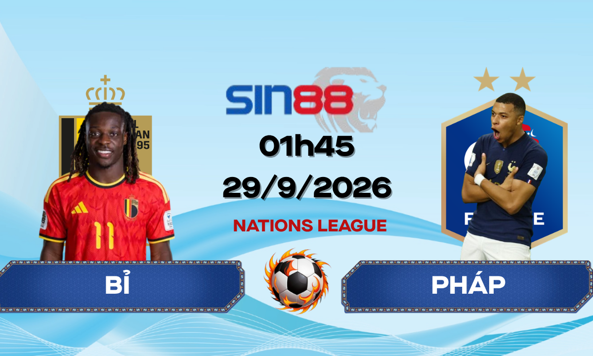 Soi kèo bóng đá Bỉ – Pháp 01h45 ngày 29/09/2026 – Nations League