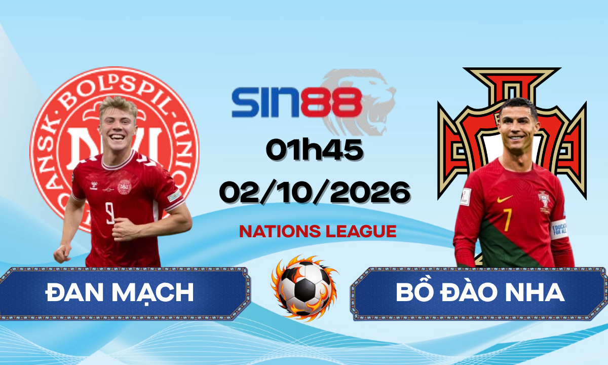 Soi kèo bóng đá Đan Mạch - Bồ Đào Nha 01h45 ngày 02/10/2026 - Nations League