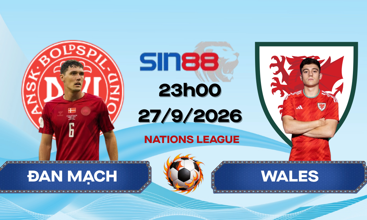 Soi kèo bóng đá Đan Mạch – Wales 23h00 ngày 27/09/2026 – Nations League