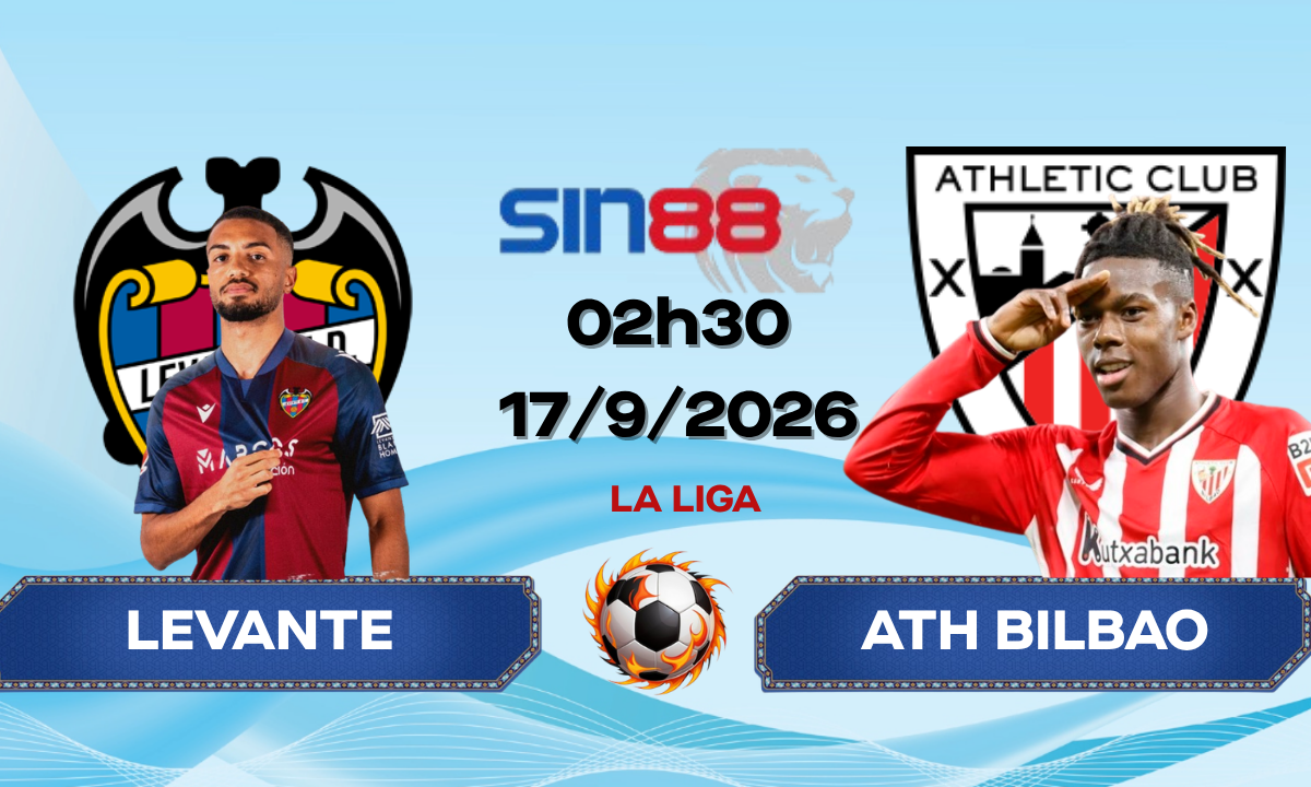 Soi kèo bóng đá Levante - Ath Bilbao 02h30 ngày 17/09/2026 - La Liga